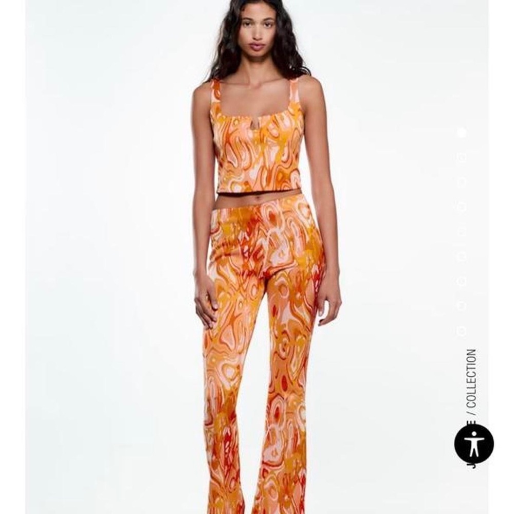 New with tags Zara FLARED JACQUARD PANTS